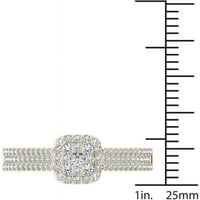 Carat T.W. Gyémánt klaszter halo 10 kt sárga arany eljegyzési gyűrű