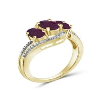 JewelersClub Ruby Ring Birthstone ékszerek - 1. Karát rubin 14K aranyozott ezüst gyűrűs ékszerek fehér gyémánt akcentussal -