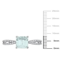 1- Carat T.G.W. Aquamarine és Carat T.W. Gyémánt 14KT fehérarany osztott szárú eljegyzési gyűrű
