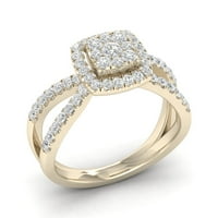 3 4ct TDW gyémánt 10K sárga arany klaszter eljegyzési gyűrű