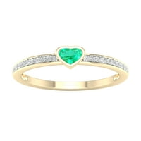 Császári drágakő 10k sárga arany szívvágás smaragd ct tw gyémánt akcentus női gyűrű