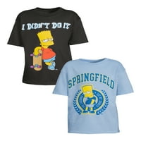 A Simpsons Boys Bart Collegiate grafikus pólók rövid ujjú, 2-csomag, 4-18.