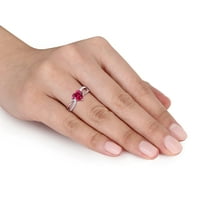 Miabella női 1- Carat T.G.W. Szívvágás által létrehozott rubin és kerek vágott gyémánt akcentus ezüst crossover gyűrű