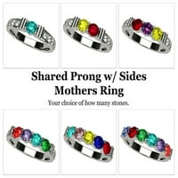 Nana megosztott prong w oldalsó kő anyák napi gyűrű 1- Kő platinával bevont nők 4,5, Stone 2