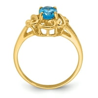 Primal Gold Karat sárga arany 7x ovális kék topaz gyűrű