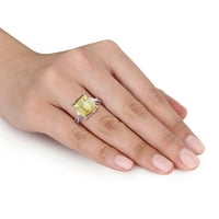 Miabella női 6- karátos citrin fehér topaz sterling ezüst koktélgyűrű