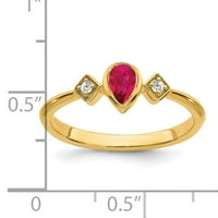 Primal Gold Karat sárga arany rubin és gyémánt gyűrű