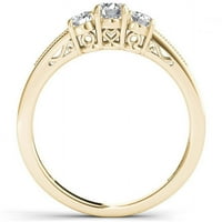 Carat T.W. Gyémánt háromköves 14 kt sárga arany eljegyzési gyűrű