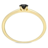 Carat T.W. Fekete gyémánt 14 kt sárga arany fekete ródiummal borított pasziánsz eljegyzési gyűrű