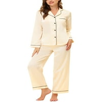 Egyedi árajánlatok női pizsamai társalgó hosszú ujjú felsők és nadrágok szatén alvási ruházatkészletek