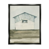 Stupell csendes kabin vidéki akvarell tájfestés fekete úszó keretes művészeti nyomtatási fal művészet