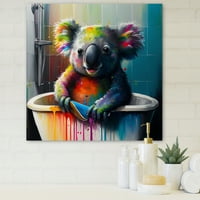 Designart vicces színes koala fröccsen a kád vászon fali művészetben
