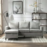 Aukfa modern vászon szekcionált kanapé-reverzibilis tároló oszmán kis űr- nappali bútorkészlet- szürke
