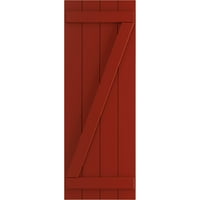 Ekena Millwork 1 2 W 74 H True Fit PVC Négy tábla csatlakoztatta a Board-N-Batten redőnyöket W Z-Bar, Fire Red