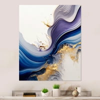 Designart Blue és Arany Splash Paint I Canvas Wall Art