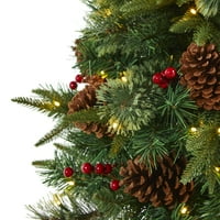 Szinte természetes 4 'fenyő, pinecone és bogyók mesterséges karácsonyfa dekoratív urnában