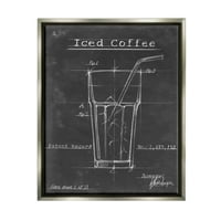 Stupell Industries jeges kávé szabadalmi diagram diagram grafikus fényszürke úszó keretes vászon nyomtatott fali művészet, Ethan