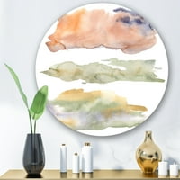 Designart 'Absztrakt narancskék és bézs zöld felhők' modern körfém fali művészet - 11 lemez
