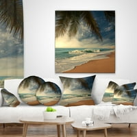 Designart gyönyörű trópusi strand tenyérrel - Beach Photo Drow Pillow - 12x20