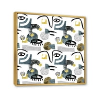 Designart 'A szem és a doodles kollázs kortárs stílusban' 'Modern keretes vászon fali művészet nyomtatás