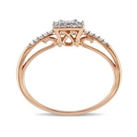 Carat T.W. Hercegnő-vágott gyémánt 10KT rózsaszín arany eljegyzési gyűrű