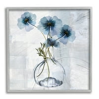 Stupell Industries Vivid Blue Blossom Leaf Sprig Glass Jar elrendezés Keretezett Wall Art, 17, Design, Mindy Sommers