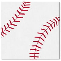 A Wynwood Studio 'Baseball' Sports and Teams Wall Art Canvas Print - White, Red, 20 20