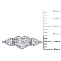 Miabella Carat T.W. Gyémánt sterling ezüst szív eljegyzési gyűrű