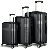 Hommoo poggyászkészletek TSA -zárral, ABS keményen kemény oldalú, könnyű, tartós fonó kerekek bőrönd, 20in24in28in, fekete