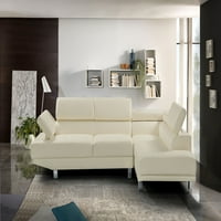 Harper & Bright Designs Modern Fau bőr szekcionált kanapé állítható fejtámlával és funkcionális kartámaszával
