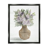 Stupell Country Lilac Blooms elrendezés Botanikus és virágfestés fekete úszó keretes művészeti nyomtatási fal művészet
