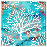 Wynwood Studio Sautical and Coastal Wall Art vászon nyomatok 'Coral Reef' Marine Life - Kék, Fehér