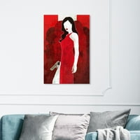 Wynwood Studio Fashion and Glam Wall Art vászon nyomtatványok „Titkos ügynök” ruha - piros, fekete
