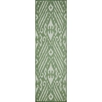 Loomaknoti breyleigh calitrah 2 '7' zöld krém Ikat beltéri kültéri futó szőnyeg