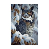 Védjegy Szépművészet 'Winter Watch Great Horned Owl' vászon művészete: Wilhelm Goebel