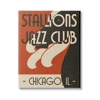 Stupell Industries Stallions Jazz Club Retro Absztrakt Horse Chicago Illinois, 20, tervezés: Daphne Polselli