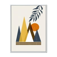 Designart 'Absztrakt hold és nap a hegyekben' Modern keretes vászon fali művészet nyomtatás