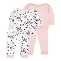 Kis csillag organikus baba és kisgyermek lány hosszú ujjú ing és nadrág szoros fit pizsama, méret hónapok - 5T