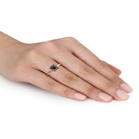 1- Carat T.W. Fekete gyémánt 14k rózsa arany pasziánsz eljegyzési gyűrű