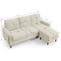 Aukfa 80 reverzibilis szekcionált kanapé tárolózsebrel a nappalihoz, a chenille, a bézs