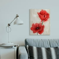 Stupell Industries Soft szirompipszek piros bézs virágfestés vászon fali művészete, Daphne Polselli, 24 30
