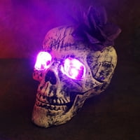 Halloween csontváz udvari dekoráció, temető dekorációk lila LED -es lámpával