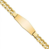 Primal arany karátos sárga arany Curb puha gyémánt alakú ID karkötő