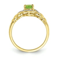 Primal Gold Karat sárga arany peridot és gyémánt gyűrű