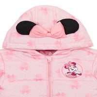 Minnie Mouse Baby és kisgyermek lányok kapucnis puffer kabát, méretek 12m-5t