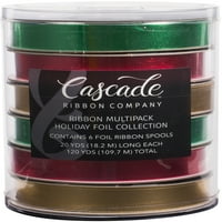 Cascade Sticky Foil Holiday Ribbon Combo 6 Pkg-Platina, Zöld, Piros, Arany És Ezüst