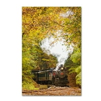 Védjegy Képzőművészeti „Steam Train őszi lombozat” vászon művészet: Pipa Képzőművészet