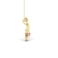 Imperial Gemstone 14K sárga aranyozott ezüst létrehozott rózsaszín zafír -nemek kinyilatkoztatott gólya nyakláncot