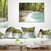 Designart Huai Mae Kamin Waterfall - Photography Dring Pillow - 12x20