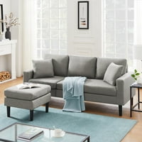 Aukfa kabrió szekcionált kanapé - ülés kanapé a nappalihoz - L alakú alvó kanapé -kanapé oszmánnal - világosszürke